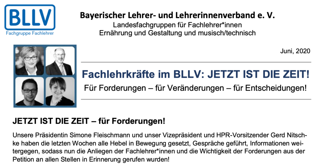 JETZT IST DIE ZEIT – für uns Fachlehrerinnen und Fachlehrer!